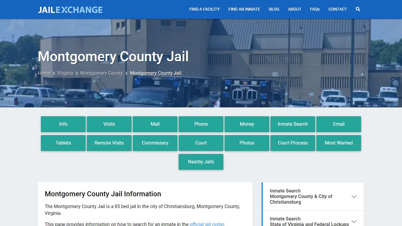 Montgomery County Jail, VA Inmate Search, Information