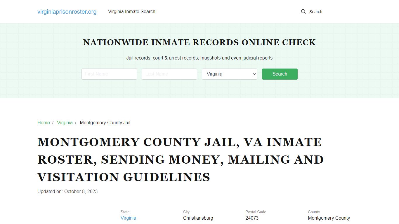 Montgomery County Jail, VA: Offender Search, Visitation & Contact Info